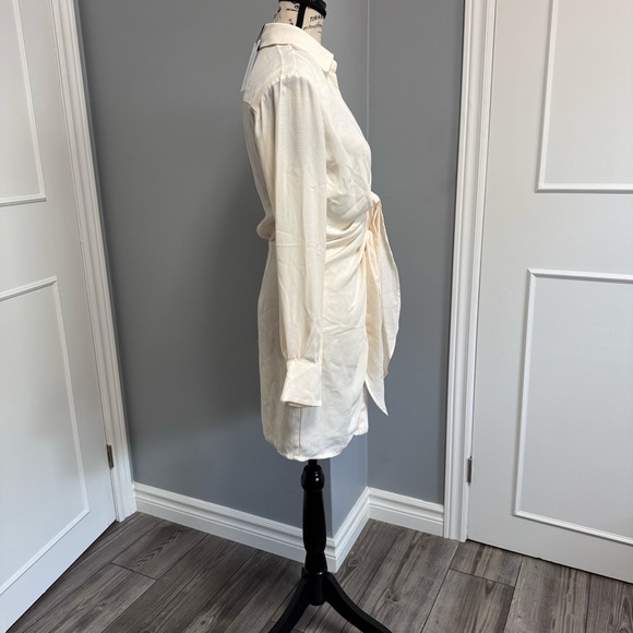 Elegant Cream Tie-Front Dress by Dynamite - Picture 3 of 7